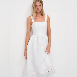 NEW Reformation Everett Linen Midi Dress White | US 4 UK 8